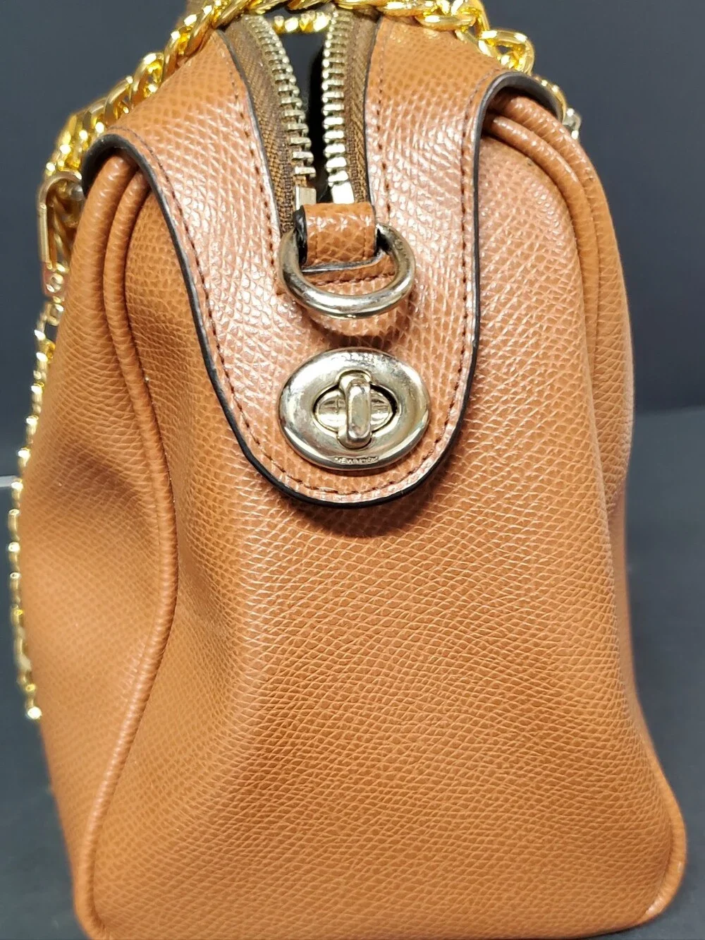 Coach x Peanuts Limited Edition Snoopy Brown Leather Satchel - Custom Gold Chain